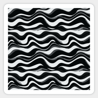 Monochrome Waves: Modern Abstract Ebb and Flow Sticker